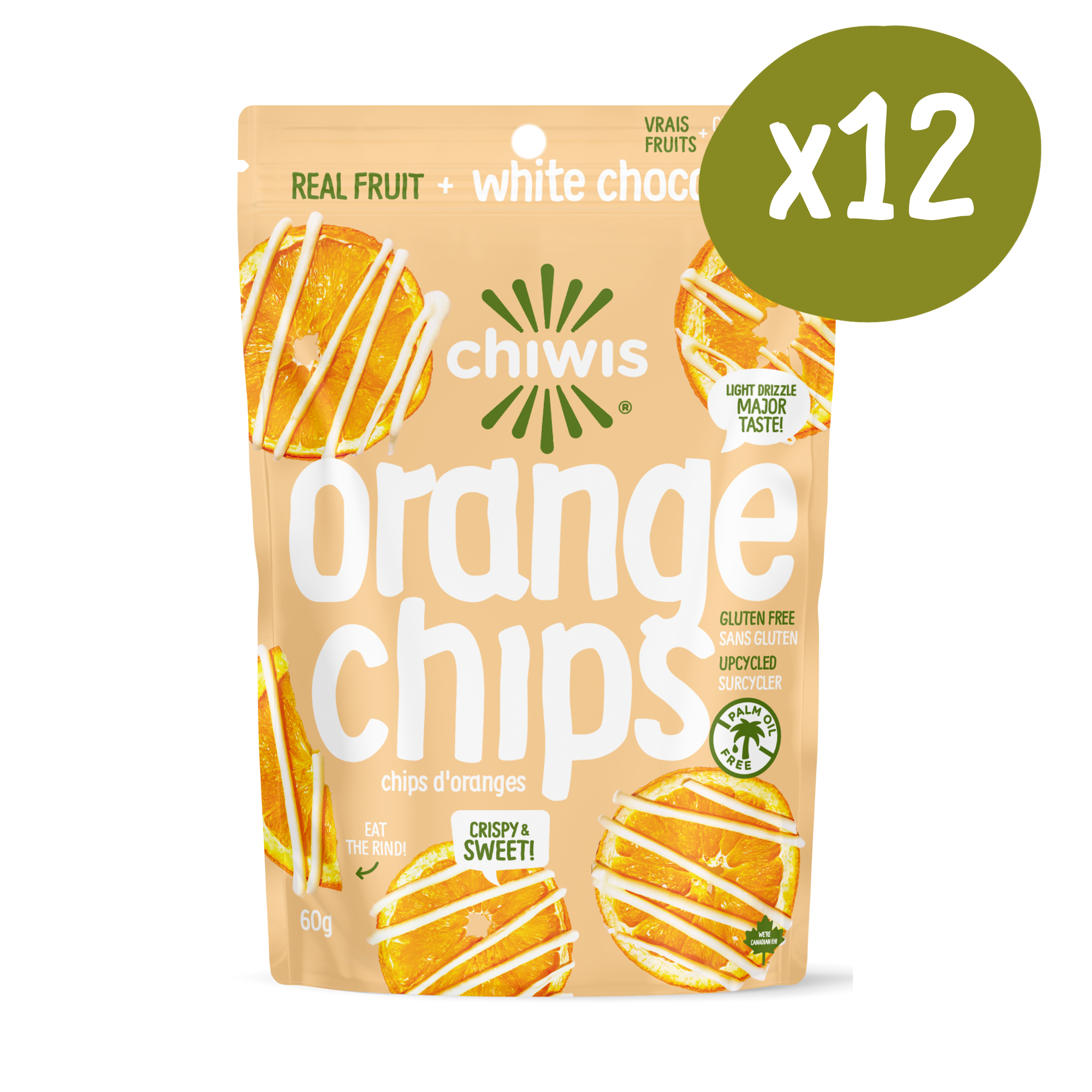 White Chocolate Drizzled Orange Chips