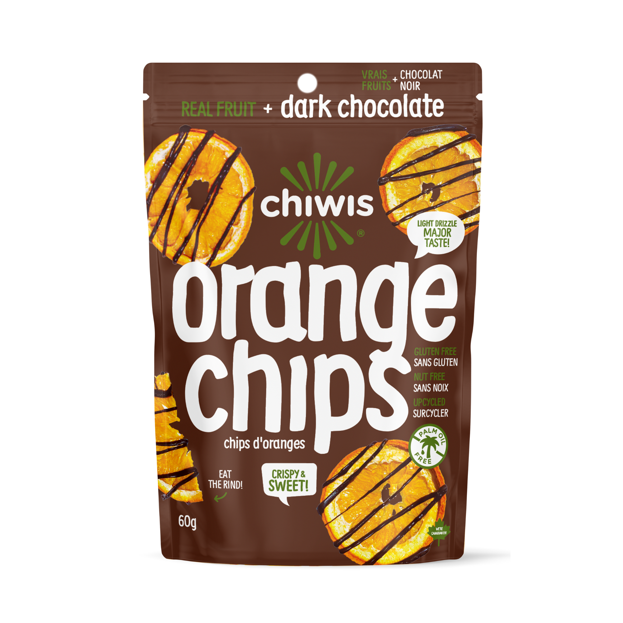 Dark Chocolate Drizzled Orange Chips